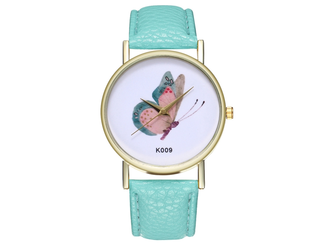 Reloj De Pulsera Para Mujer Con Mariposas De Cuero Analógico De Cuarzo Zhoulianfa (mint)
