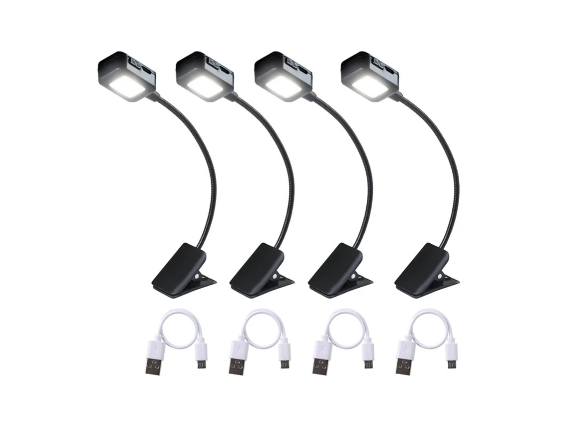 4 Unid. Luz Lectura Recargable Yizhood Mini Clip Libro Niños Negra
