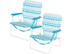 Pack de 2 sillas de camping plegables bajas fijas 45x40x70 cm negras con portavasos activo