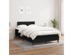 Cama Box Spring Con Colchón Tela Negro 120x200 Cm