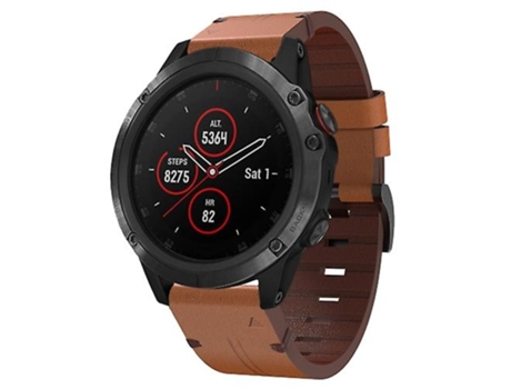 Correa Smartwatch Para Garmin Fenix 5X Plus Correa De Reloj De 26 Mm Con Hebilla De Acero Y Cuero Marrón VENISYMLIS