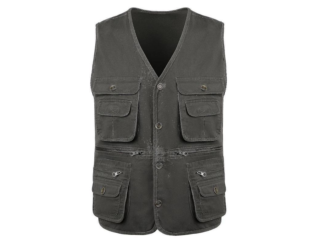 2026-17376-chaleco Deportivo Hombre Para Exterior Ligero Con Cremallera Y Muchos Bolsillos 5xl Negro