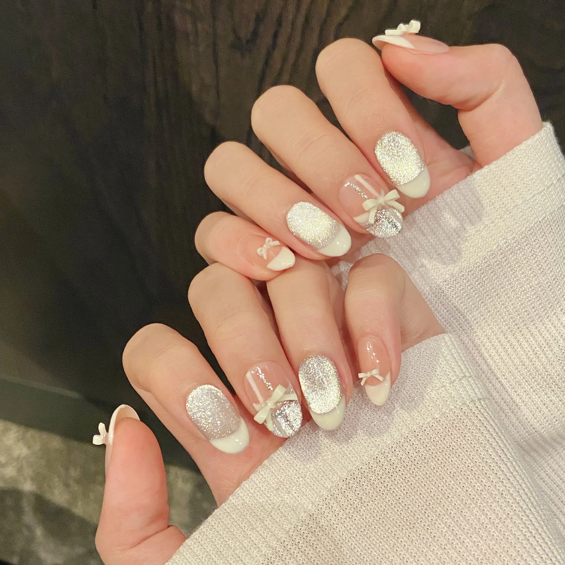(388-xs) Paquete De 10 Pegatinas De Uñas Postizas Hechas A Mano, Reutilizables.