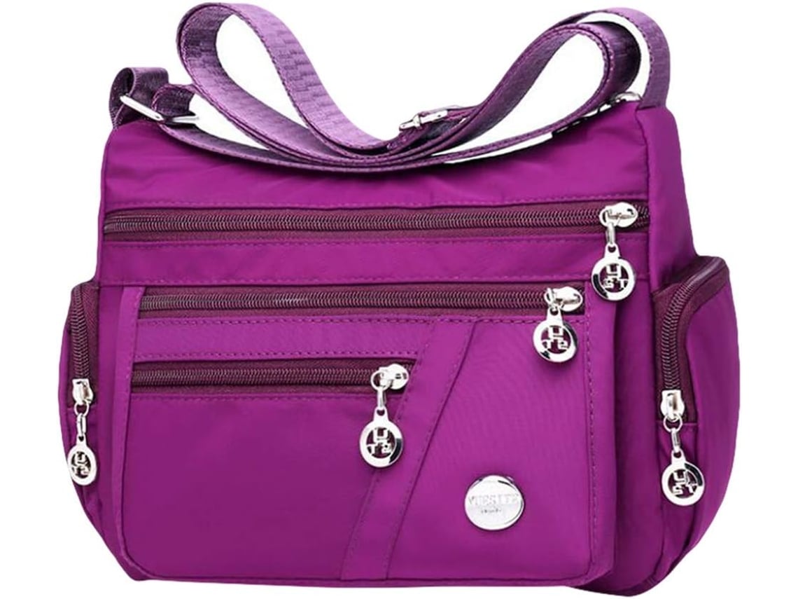 Bolsa De Ombro Impermeável De Nylon Multicamadas Roxa, Lavável E Ecológica.
