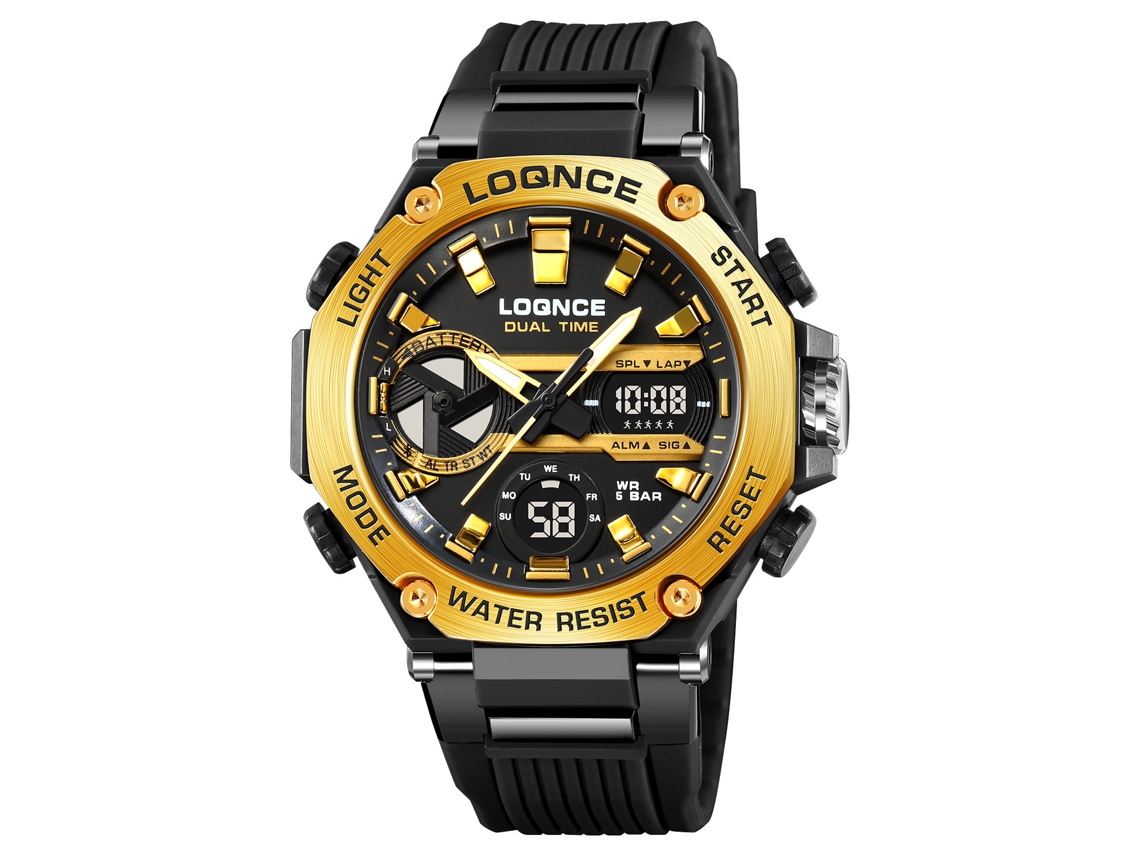 Reloj Deportivo (dorado), Esfera Octogonal, Elegante Reloj De Pulsera Electrónico Multifuncional Luminoso Para Estudiantes.