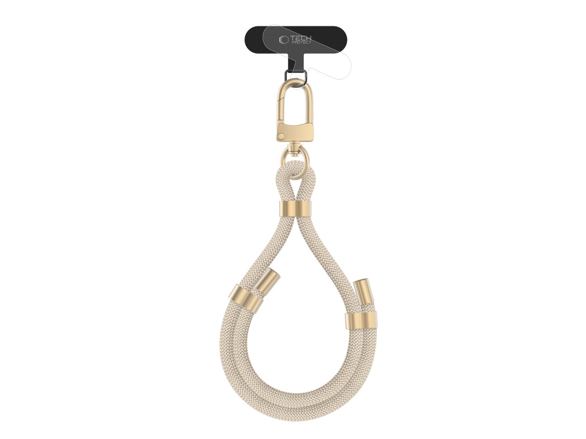 Pulsera de cuerda TECH PROTECT C4s para iPhone, Samsung y Huawei, beige y dorada