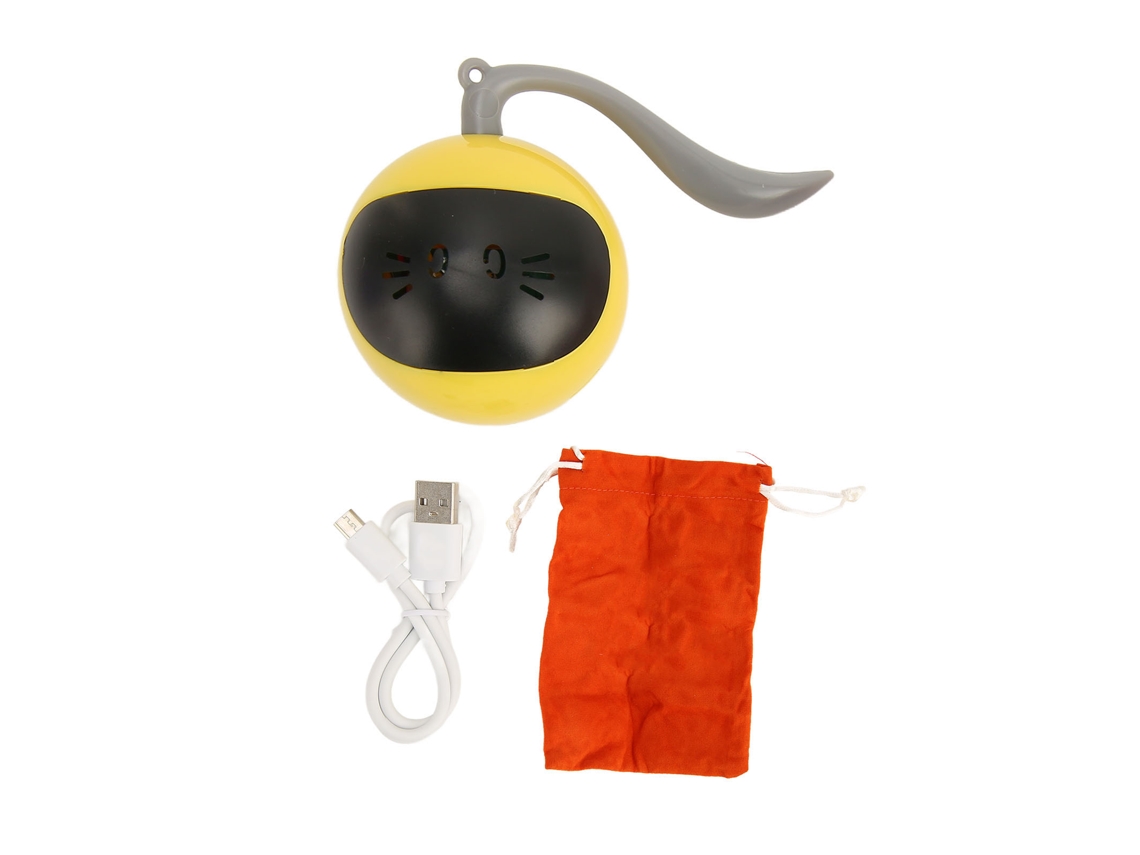 Pelota De Juguete Automática Para Gatos Con Control Táctil Inteligente, Luz Led, Recargable Por Usb, Color Amarillo.