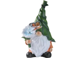 Figura De Gnomo De Jardín Solar Inoomp Con Lámpara Solar, Fabricada En Resina. Estatuas De Jardín Para Uso Exterior Y