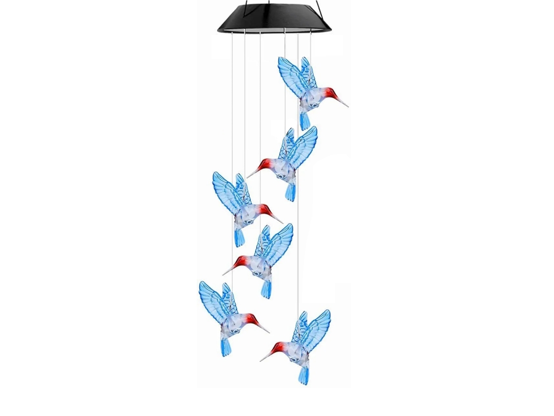 Campanillas De Viento Solar Pajaro Led Cambio De Color Impermeable Para Jardin Balcon Exterior