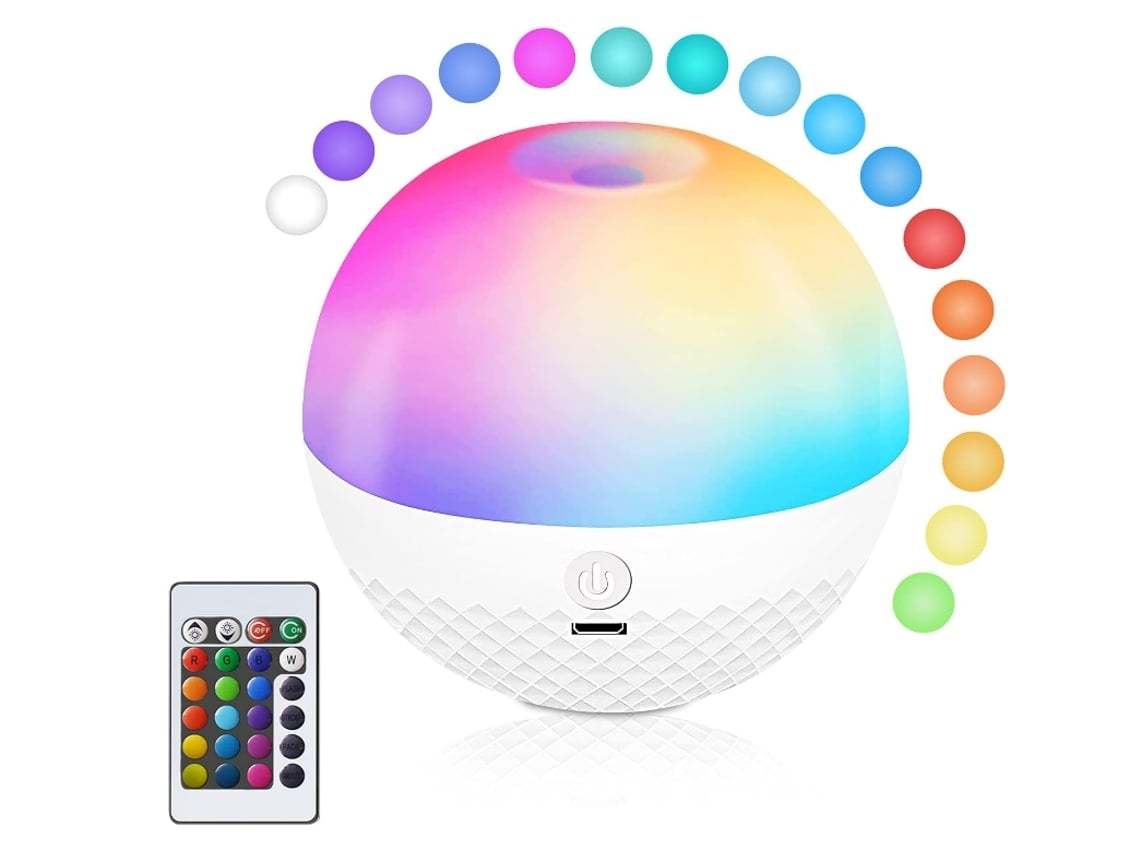 Luz nocturna para niños, sensible al tacto, recargable por USB, lámpara de noche con control remoto, 16 colores cambiantes, blanco Vledary