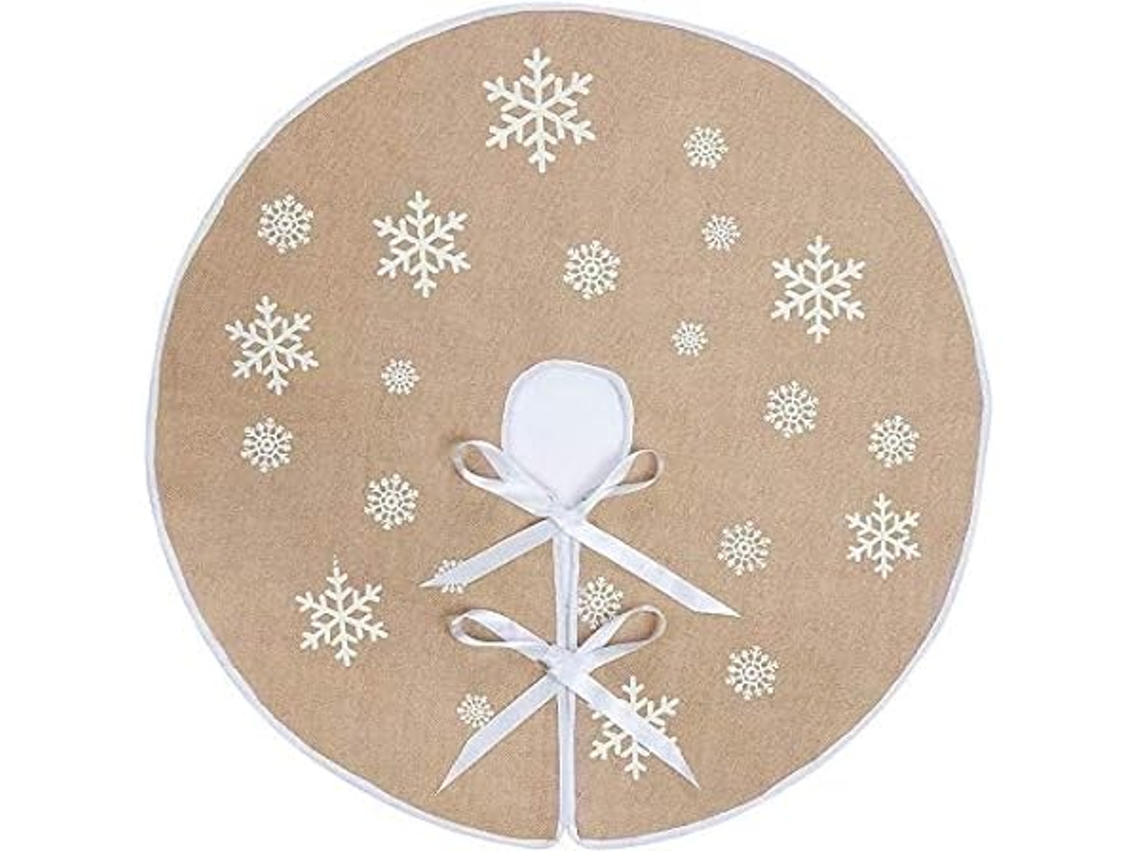 Falda Para Árbol De Navidad, 75 Cm, Funda De Lino Con Estampado De Copos De Nieve, Decora El Árbol, Ergonómica, Para Uso Diario.