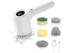 Cepillo De Limpieza Eléctrico Con Pantalla Led, 2 Velocidades Ajustables, 5 Cabezales Reemplazables (gris) Gertiz