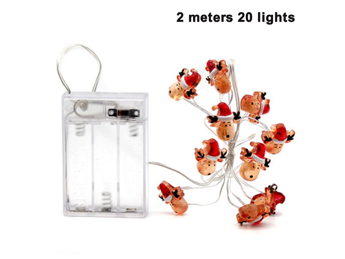 Luces de Navidad de Papá Noel, luces de cadena LED con pilas para exteriores e interiores JEIIBRZUI