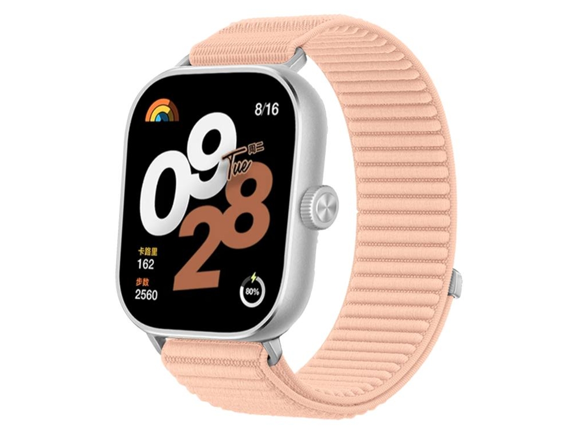 Bracelete Para Xiaomi Band 9 Pro / 8 Pro - Nylon Trançado - Fecho De Velcro Rosa