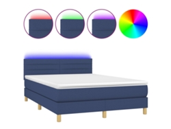 Maison Exclusive - Cama Box Spring Colchón Y Luces Led Tela Azul 140x190 Cm