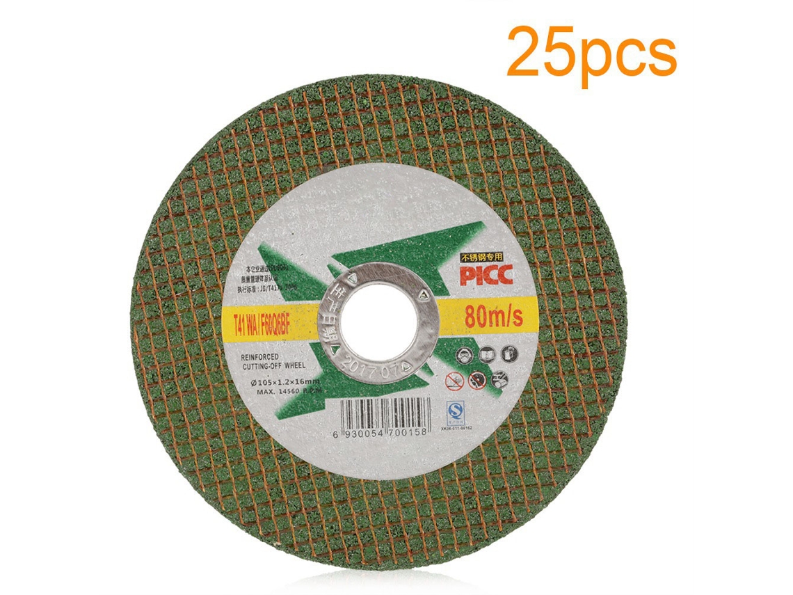 25 Cuchillas De Corte De Resina De 105*16*1,2 Mm Y Grano 36 Para Pulidora Angular (verde)