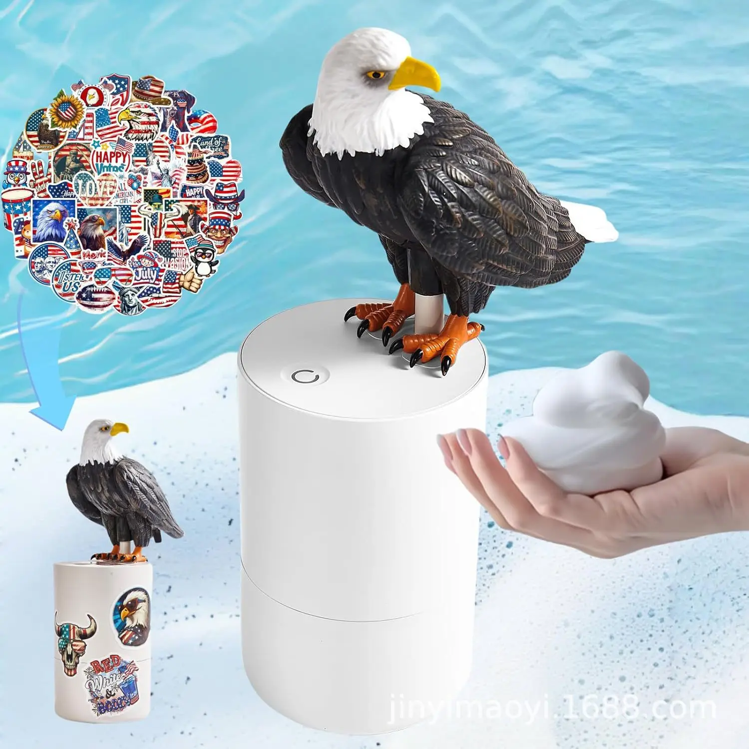 (águila) Dispensador de jabón líquido y desinfectante de manos en espuma - Dispensador automático de espuma sin contacto