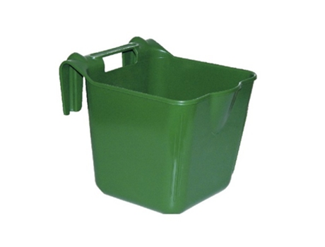 Alimentador KERBL Hangon 13L para pendurar plástico resistente a impactos com ganchos retangulares verdes 28 x 37 x 32 cm