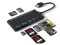 Lector de tarjetas SD USB 3.0, Lector de tarjetas Micro SD 7 en 1 Adaptador de lector de tarjetas de memoria para CF, SD, XD, MS, TF, Micro SD, SDHC, BISBISOUS