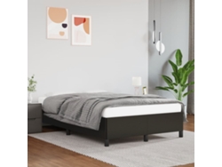 Estructura De Cama Sin Colchón Cuero Sintético Negro 120x190 Cm