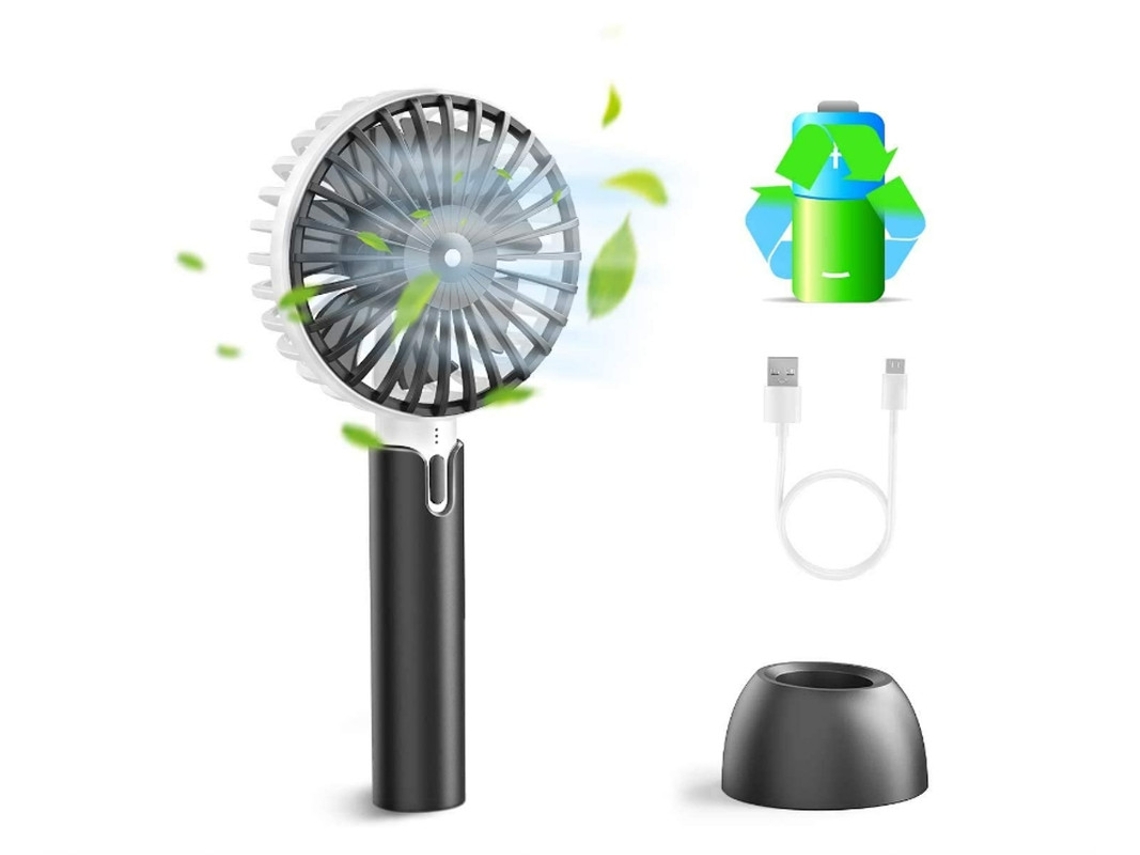 Ventilador USB portátil, miniventilador portátil con batería recargable de 2600 mAh, ventilador de escritorio Yizhood (negro)