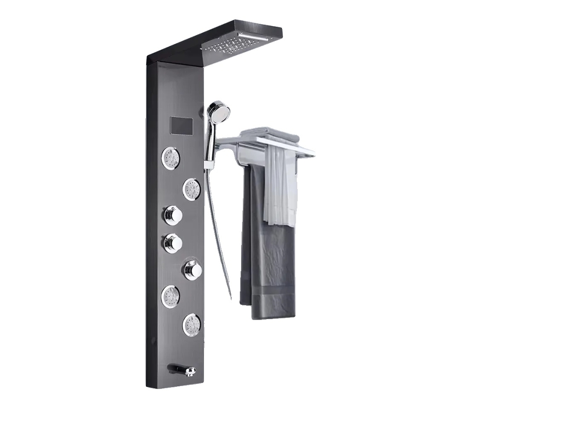 Panel de ducha con función de lluvia y cascada, luz LED con indicador de temperatura, S9001 Negro OEM