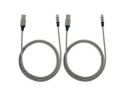 Cable De Carga (luz Led, Suitable Para Teléfonos Android) Cable De Alimentación Gris Pack De 2