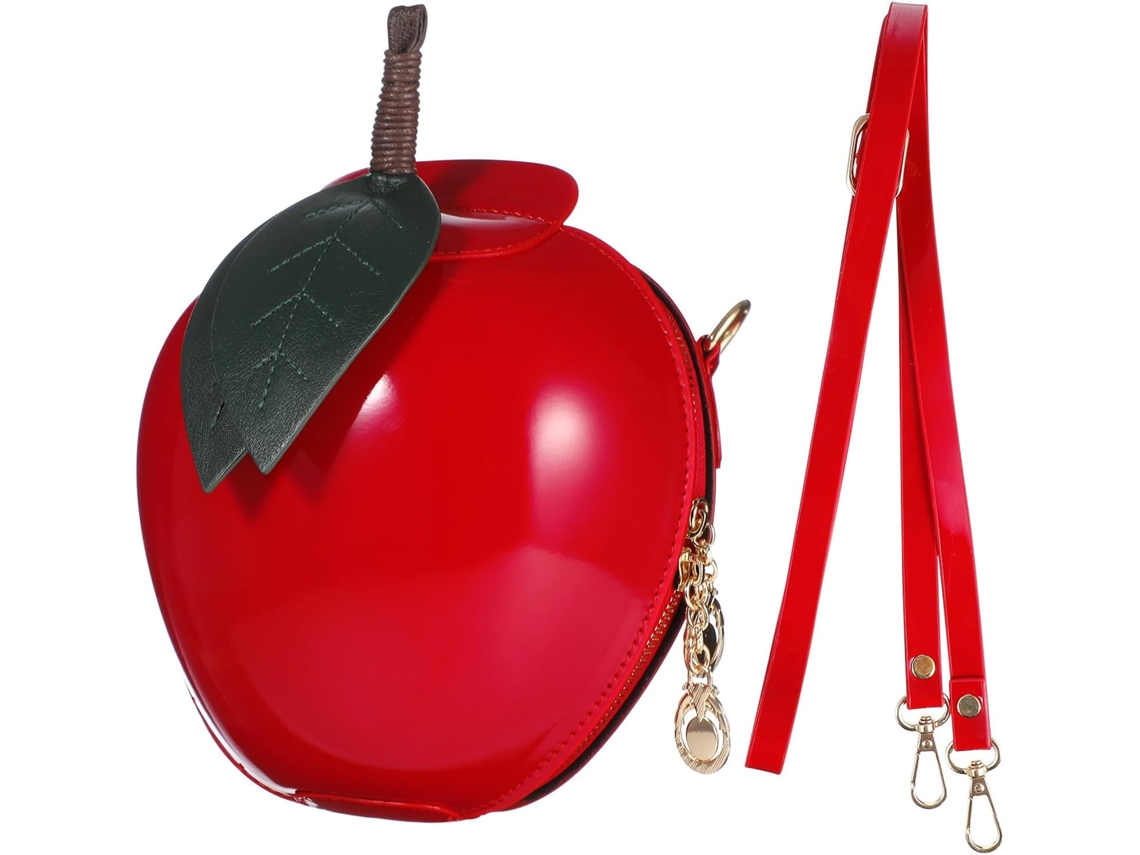 Bolso De Hombro Red Apple De 19x19x10 Cm, Correa De Hombro Ajustable De Cuero, Bolso Pequeño Para Uso Diario.