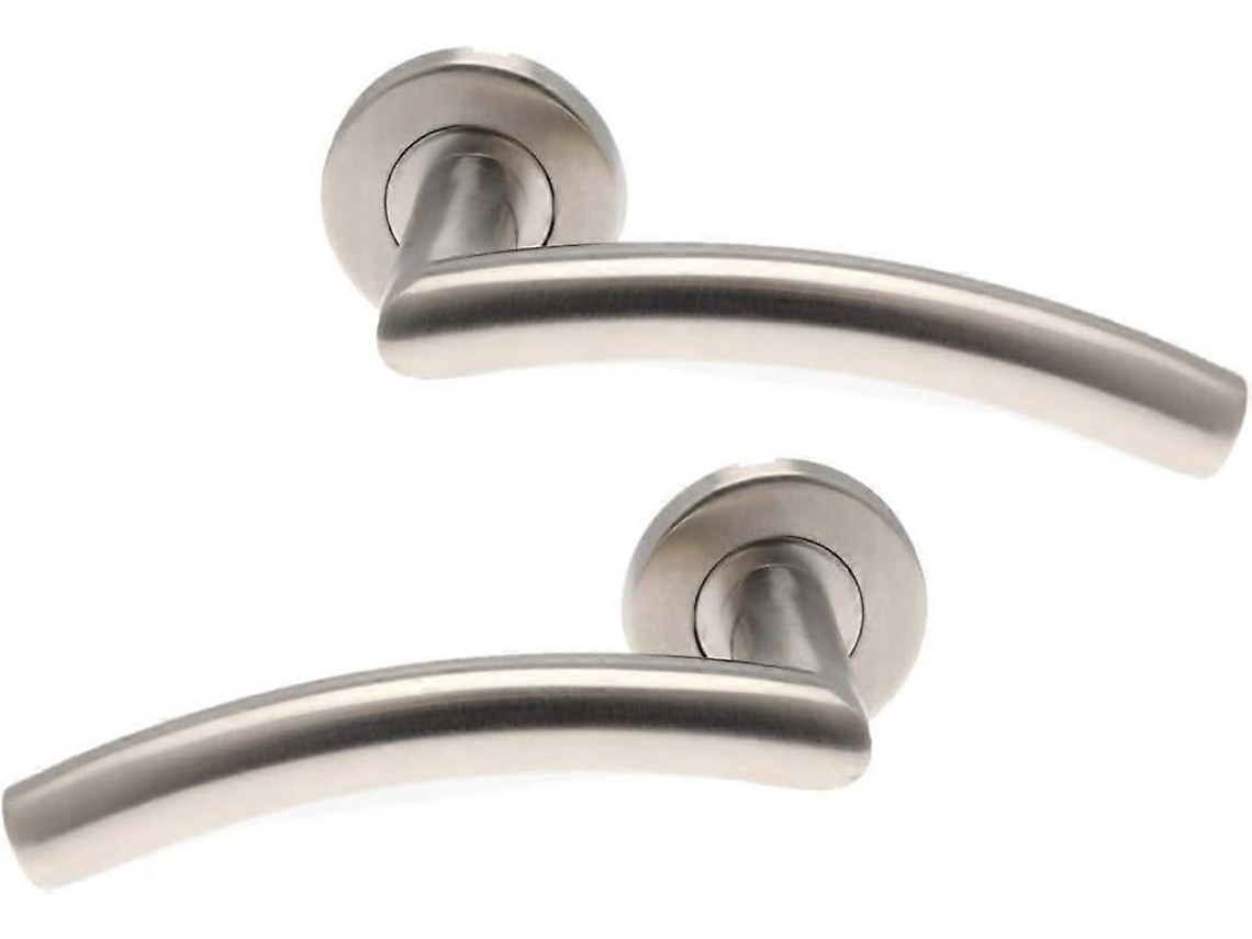 Pareja De Manijas De Puerta En Roseta Inox Tempo Classic, Cuadrada 7mm Con Resorte De Retorno Y Hardware Estándar