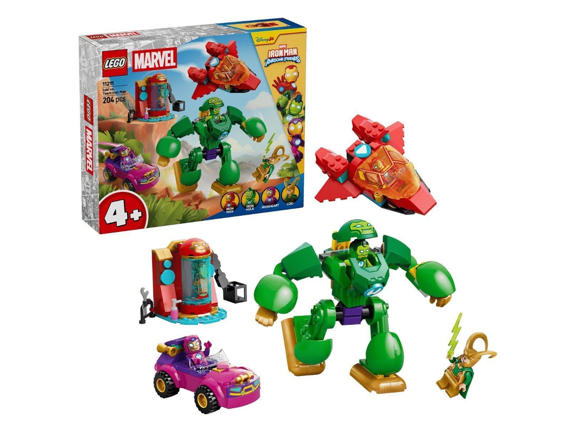 Lego® 11211 Marvel Loki Vs. Homem de Ferro em Equipe com Avião e Carrinho de Brinquedo