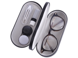 Estuche 2 en 1 para gafas y lentes de contacto, para viajes y uso diario, negro, Hexinyigjly