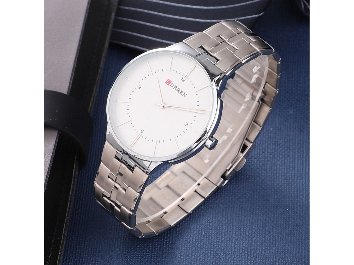 Reloj Hombre De Moda Empresarial Acero Resistente Al Agua Casual De Cuarzo Caja Blanca