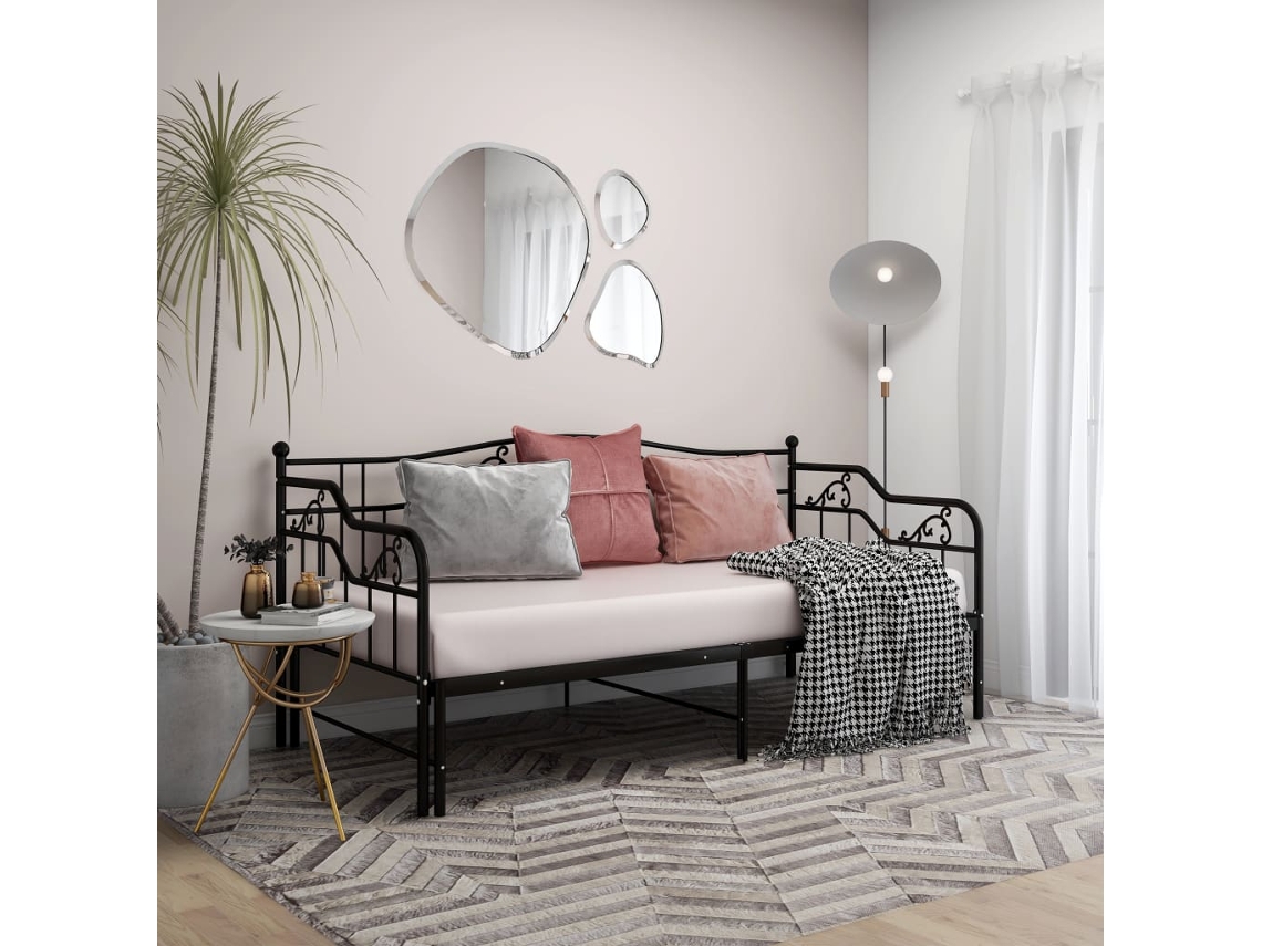 Estructura sofá cama extraíble sin colchón metal negro 90x200cm