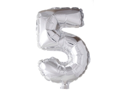 Globo WEFIESTA Foil Número 5 Plateado
