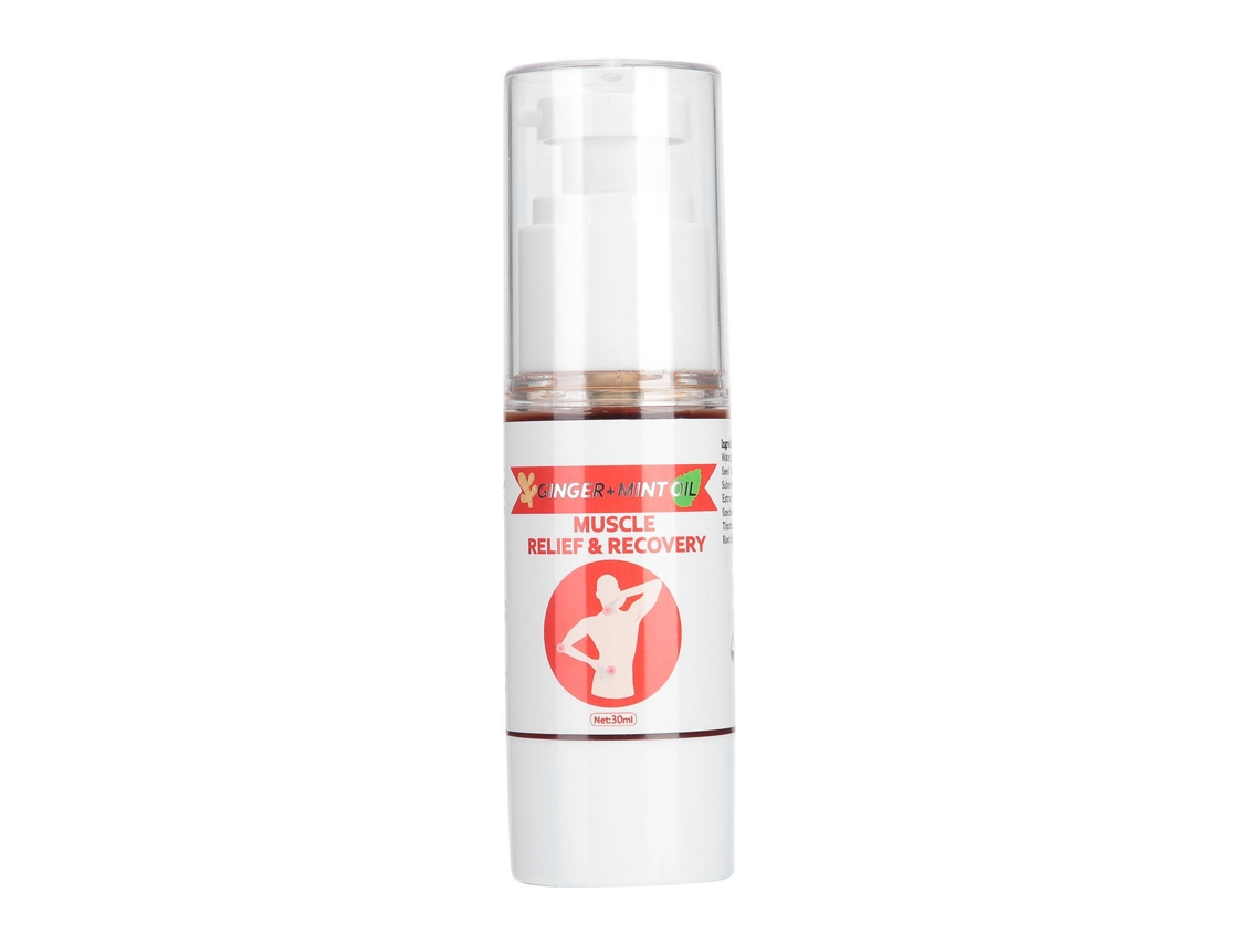Aceite corporal esencial de jengibre y menta para masajes, ideal para relajar los músculos y aliviar la fatiga.