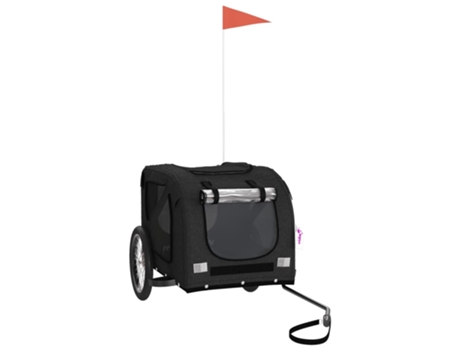 Remolque de bicicleta para perros hierro y tela Oxford negro VIDAXL