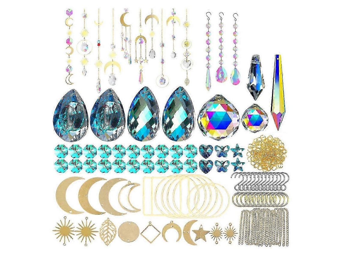 Kit de bricolaje para crear un arcoíris con 370 piezas de cristal para atrapasoles y prismas para lámparas de araña.