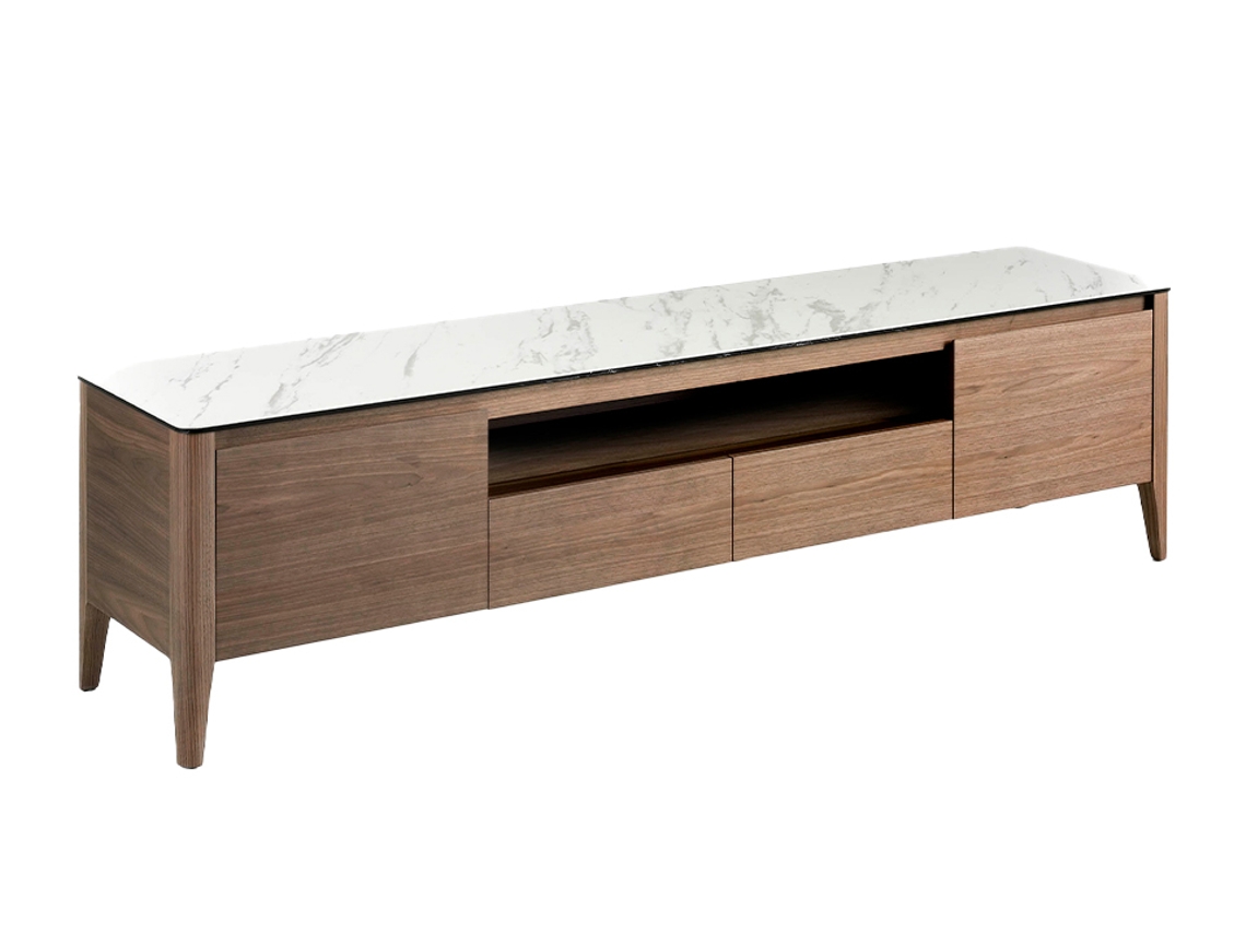 Mueble de TV ANGEL CERDÁ. 3083 (Marrón, Blanco - MDF - 200 x 45 x 51 cm)