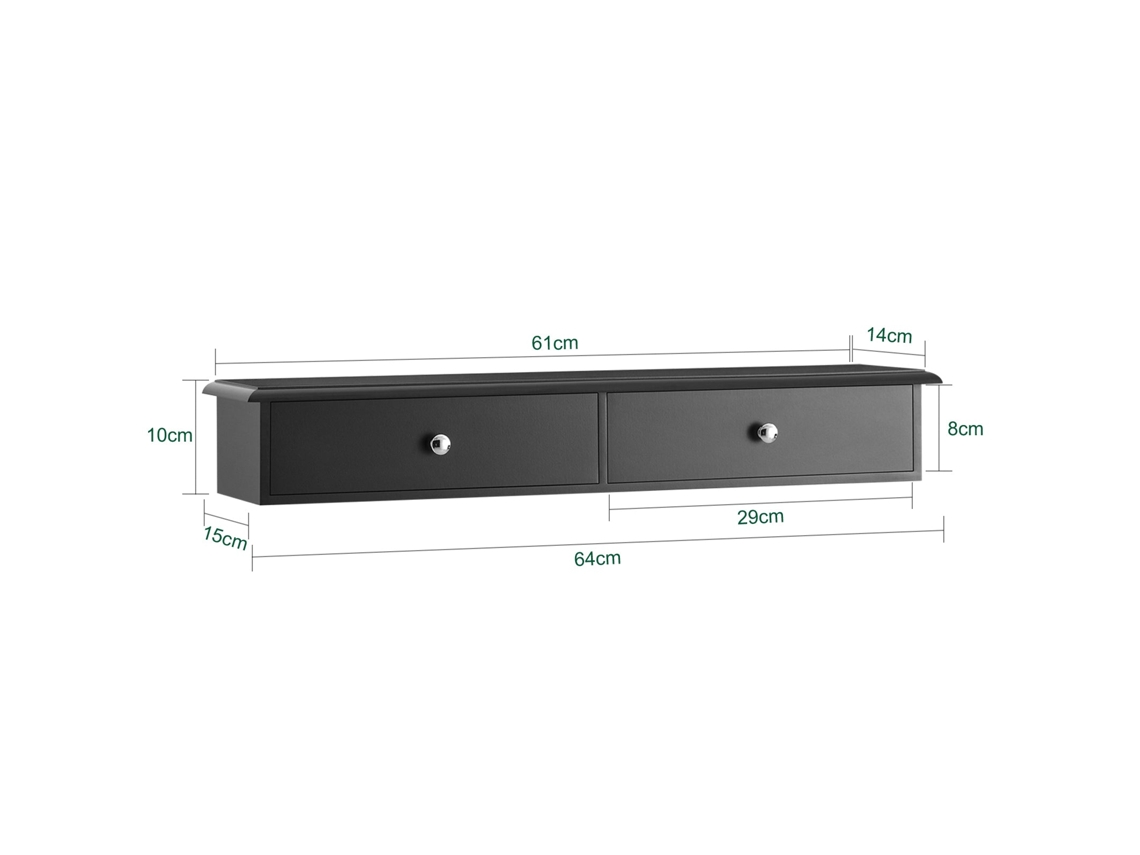 Estante de pared con 2 cajones negro Frg43-Sch SOBUY