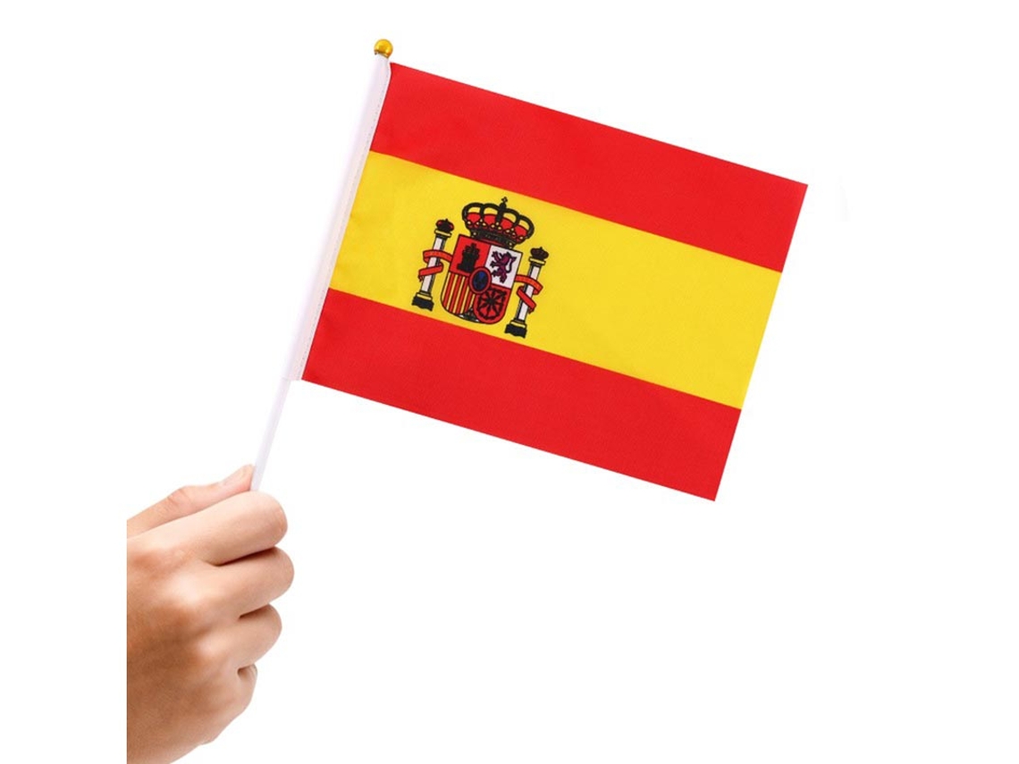Banderín De España Con Mango De 14x21 Cm