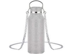 Botella Térmica Aislada De Acero Inoxidable Con Diamantes, Aislamiento 304, Con Cadena Para Mujer.