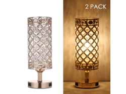 2026-lámpara De Mesa De Noche Tomshine Con Cristal Y 2 Puertos Usb De Carga Decorativa Para Dormitorio, Sala, Oficina