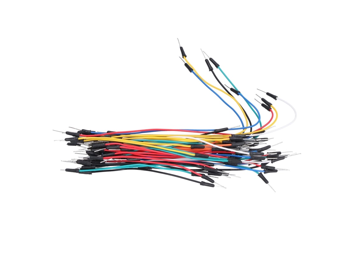 65 cables puente para protoboard, de varias longitudes, multicolores, de acero al carbono, líneas de conexión de prueba.