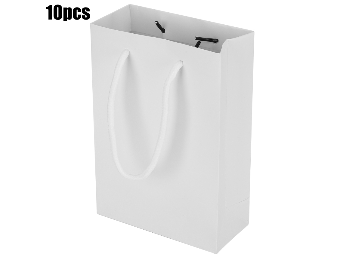 10 bolsas de papel blancas con cordón para regalos