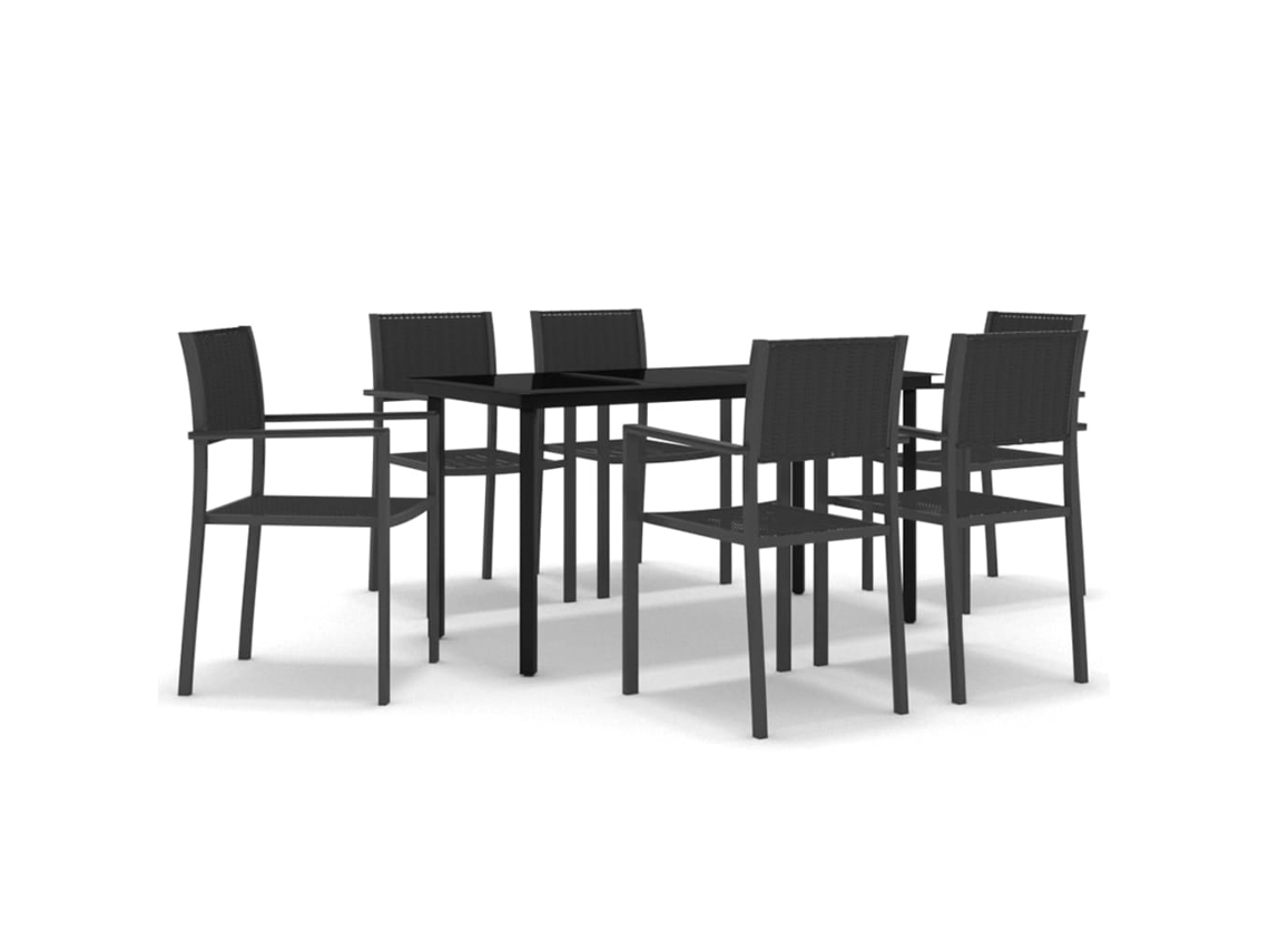 Maison Exclusive - 7 Pcs Conjunto De Jantar Para Jardim Preto