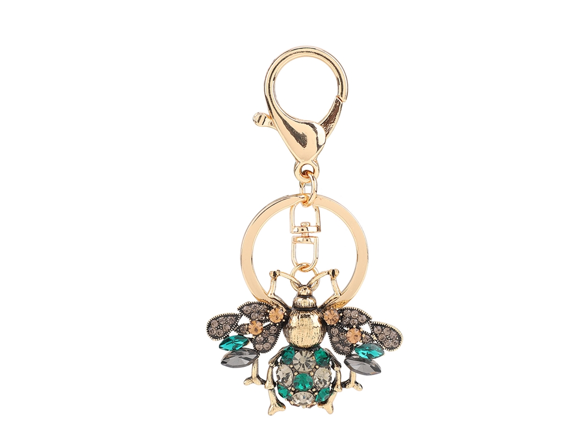 Reloj De Cuarzo Para Mujer Lvpai Con Brazalete De Acero Con Diamantes De Imitación En Oro Rosa Y Llavero De Abeja.