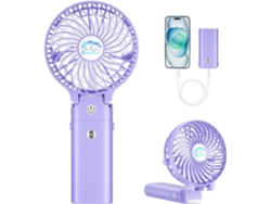 Ventilador de mano Lalamoli, portátil 2 en 1, recargable (5200 mAh), plegable para viajes/verano (morado)