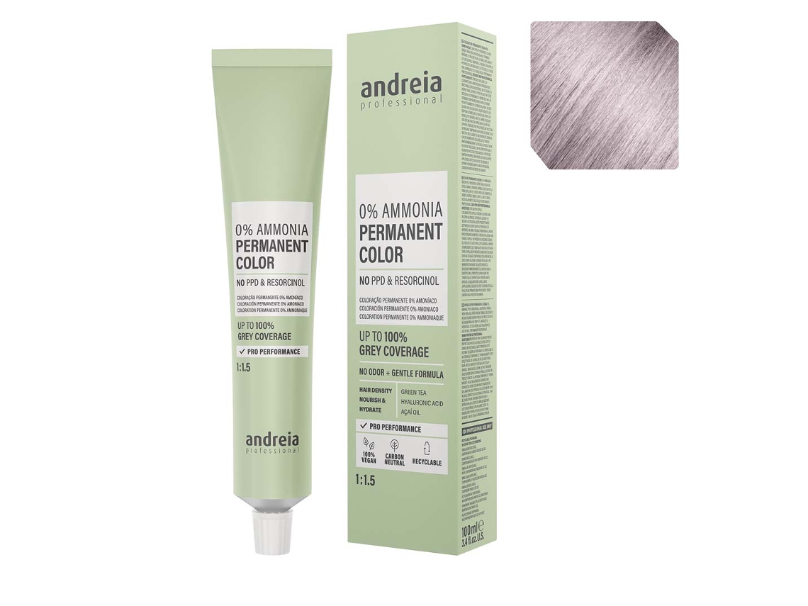 Coloración Permanente Vegana 0% Amoniaco Nº 10.21 100Ml ANDREIA