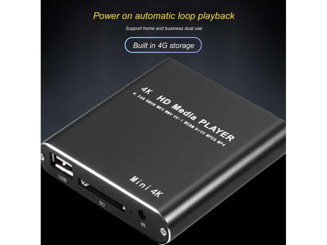 Tragbarer 4K Media Player Mini 1080P HD AV USB HDMI Media Player mit  Fernbedienung Digitaler RMVB MKV RM MP4 Player Unterstützt Bis zu 5000 G  Exte