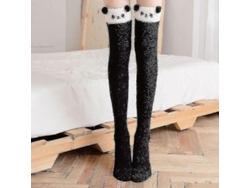 Calcetines suaves de lana coral hasta la rodilla, ideales para el invierno, para niñas y mujeres. Calcetines de rayas con estampados de animales, pelusas y dibujos animados.
